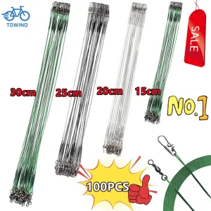 100/50/30/10pcs Anti Bite Steel Fishing Line