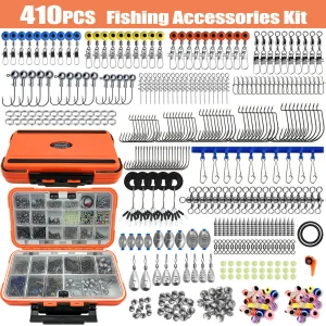 170-410pcs Professional Fishing Kit with Tackle Box,